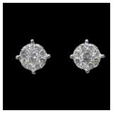 10K White gold round brilliant cut diamond pave