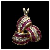 14K Yellow gold channel and pave set diamond and