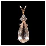 14K Rose gold pear shape mix cut Morganite pendant