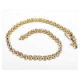 14K Yellow gold 7" white sapphire tennis bracelet,