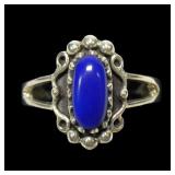 Sterling silver split shank oval cabochon lapis