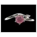 Sterling silver round brilliant cut ruby,