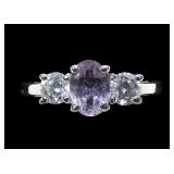 Sterling silver oval cut claw set amethyst with
