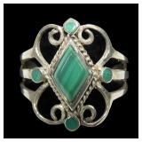 Sterling silver split shank ring with bezel set