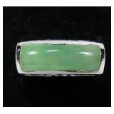 Sterling silver bezel set jade rings, size 7