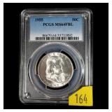 1955 Franklin half dollar, PCGS slab certified