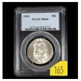 1955 Franklin half dollar, PCGS slab certified