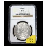 1884 Morgan dollar, NGC slab certified MS-63