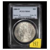 1884-O Morgan dollar, PCGS slab certified MS-63