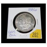 1886 Morgan dollar, gem BU