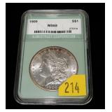 1900 Morgan dollar, NTC slab certified MS-65