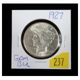 1927 Peace dollar, gem BU, better date