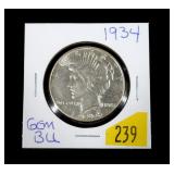 1934 Peace dollar, gem BU