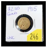 1915 $2.50 Gold Indian Quarter Eagle, uncirculated