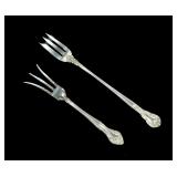 2- Sterling silver serving forks, -x2 forks,