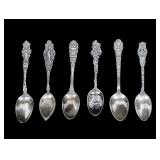 6- Sterling cherub teaspoons, -x6 spoons,