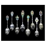 8- Sterling souvenir spoons, -x8 spoons,