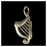 Yellow gold Irish harp pendant