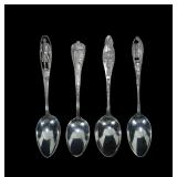 4- Sterling souvenir spoons, -x4 spoons,