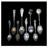 8- Sterling souvenir spoons, -x8 spoons,