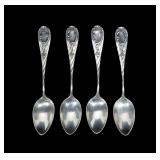 Set of four .800 silver demitasse spoons,