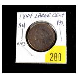 1844 U.S. large cent, AU