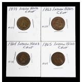 4- Indian Head cents: 1859-1865 -x4 cents