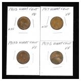 4- Lincoln cents: 1911-D, 1917, 1917-D, 1917-S -