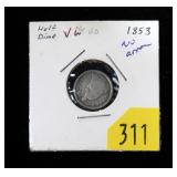 1853 Seated half dime