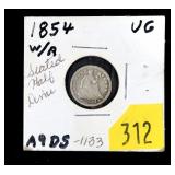 1854 Seated half dime