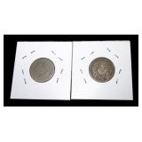 2- Liberty nickels: 1896, 1912-D -x2 nickels