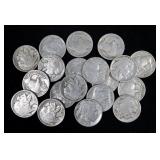 19- Buffalo nickels, mixed dates -x19 nickels