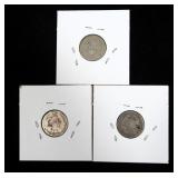 3- Seated dimes: 1862, 1875-CC, 1876-CC -x3 dimes