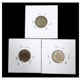 3- Seated dimes: 1876, 1877, 1882 -x3 dimes