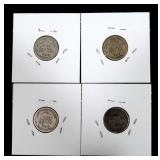 4- Barber dimes: 1906, 1907-D, 1907-O, 1908 -x4