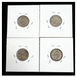 4- Barber dimes: 1908-D, 1910, 1910-D, 1912 -x4
