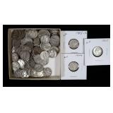 135- Mercury dimes, 90% silver -x135 dimes