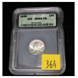 1935 Mercury dime, ICG slab certified MS-66 K.B.