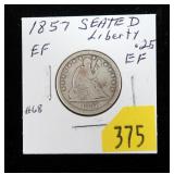 1857 Seated Liberty quarter