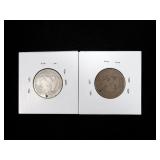 2- Seated Liberty quarters:1876-S, 1877 -x2