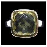 Brass square mix cut lemon topaz, approx. 5.80 ct.