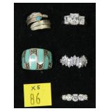 5- Sterling silver turquoise rings,