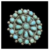 Sterling silver vintage turquoise pin