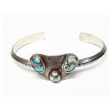 Sterling silver vintage turquoise cuff bracelet