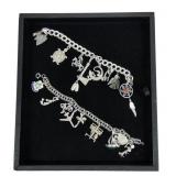 Lot, sterling silver charm bracelets, 2 pcs.