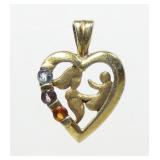 Sterling silver gold wash heart shaped mother and