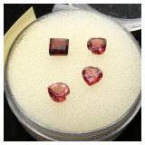 Heart and square cut garnets, 2.75 ct. tw