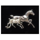 Sterling silver vintage Beau horses pin