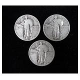 3- Standing Liberty quarters, 90% silver