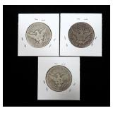 3- Barber half dollars: 1909, 1910-S, 1912-D